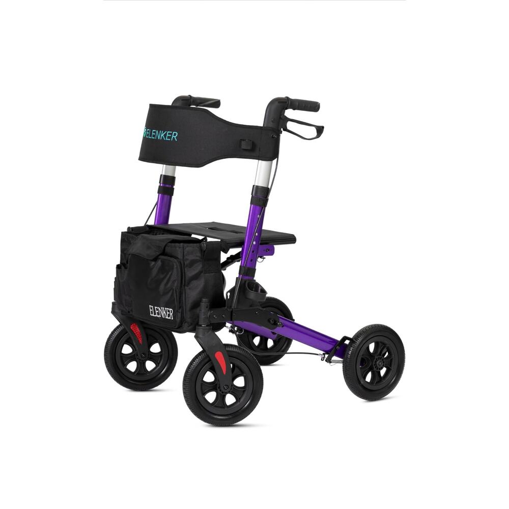 ELENKER All-Terrain Rollator Walker with Seat, Outdoor Rolling Walker, 10”